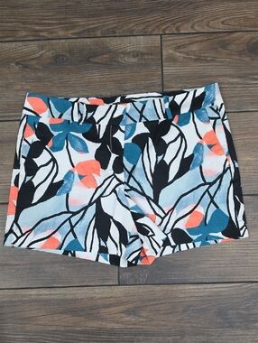 Ann Taylor Factory Floral Shorts in White, Teal & Coral size 12
